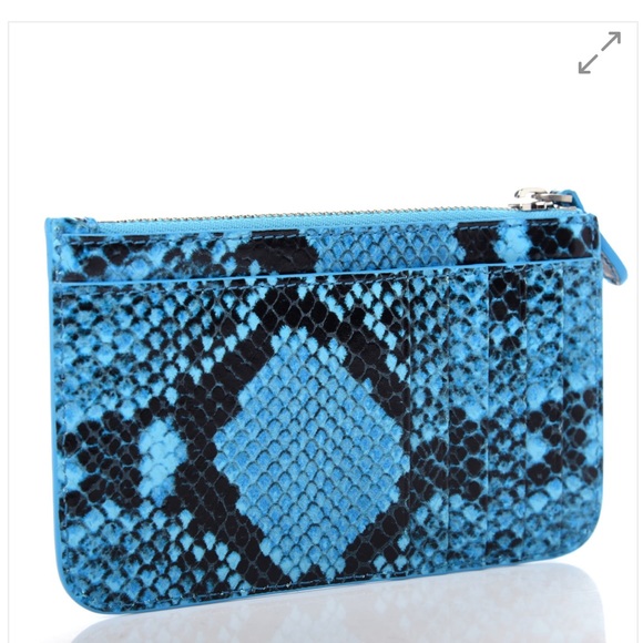 BALENCIAGA Calfskin Python Printed Cash Long Coin and Card Holder Blue - Picture 4 of 8